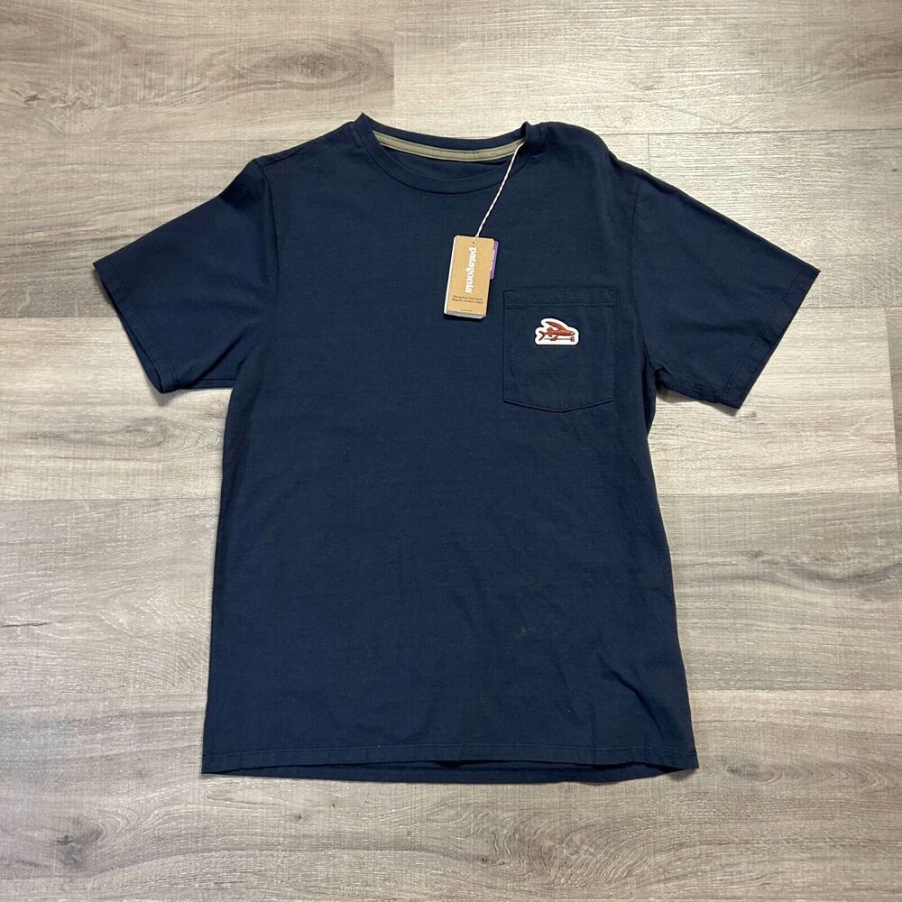 Patagonia Flying Fish Felt Patch Organic Cotton Pocket T-Shirt Womens Sz XS NWT
